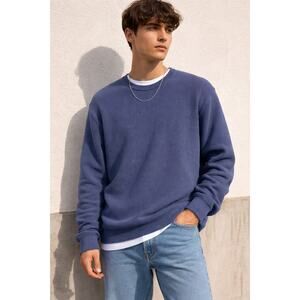 IZOD Men’s XL Blue Textured Knit Crewneck Sweater Cotton